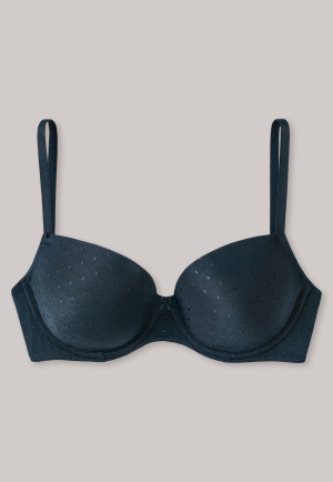 Soutien-gorge à armatures avec coques, bleu nuit à pois - Pure Jacquard