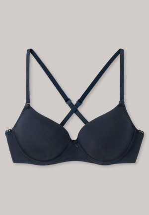 Underwire bra with cups and adjustable straps midnight blue - Pure Micro