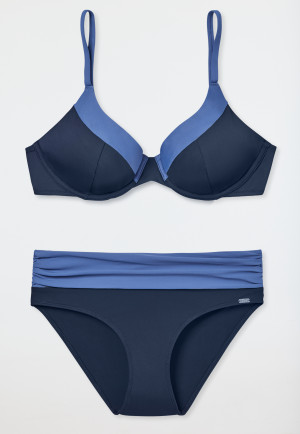 Bikini à armatures bretelles réglables culotte midi bleu foncé - Ocean Swim