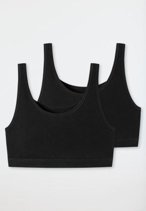 Brassières sans bonnets lot de 2 coton bio noir - 95/5