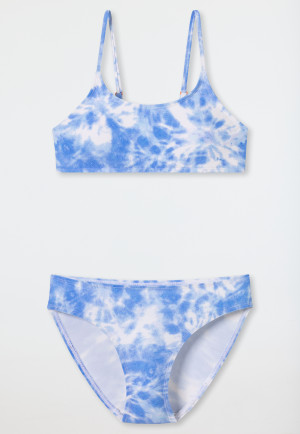 Bikini bustier en tricot recyclé SFP 40+ Batik aquarium - Aqua