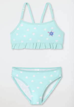 Bikini bustier en tricot recyclé SFP 40+ Coeurs Tortue Volants vert clair - Aqua