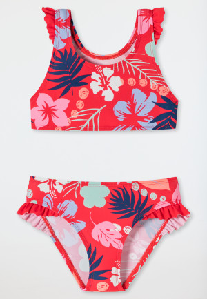Bustier-Bikini Wirkware recycelt LSF40+ Racerback Blumen Rüschen mehrfarbig - Cat Zoe
