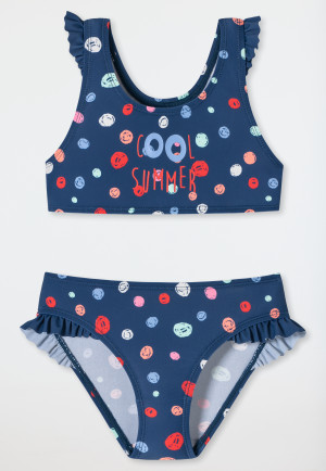 Bustier bikini knitwear recycled SPF40+ racerback polka dots ruffles multicolor - Cat Zoe
