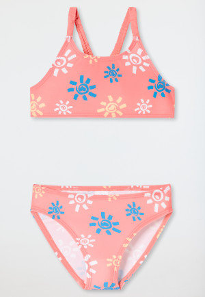 Bustier-Bikini Wirkware recycelt LSF40+  Sonnen pink - Aqua