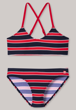 Bustier-Bikini Wirkware recycelt LSF40+ Streifen rot - Nautical Chica