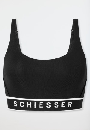 Brassière côtelé brossé coton bio noir - Pure Rib