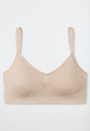 Bustier removable cups lace sand - Seamless Recycled Rib