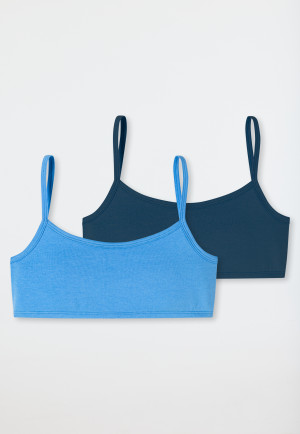 Brassière 2 pezzi in cotone organico blu notte/azzurro - 95/5