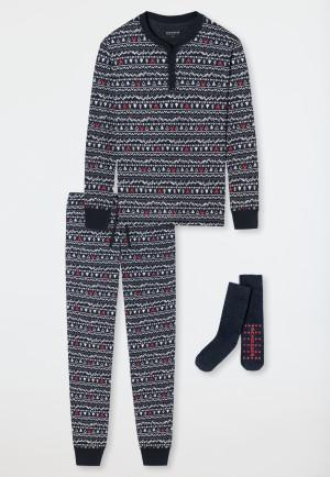Confezione regalo con pigiama e calze da uomo stampa Waterprint - X-Mas