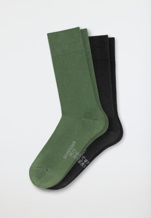 Men's socks 2-pack organic cotton green/black - 95/5