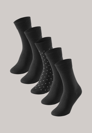 Men's socks in a 5 pack solid polka dots black - Cotton Fit