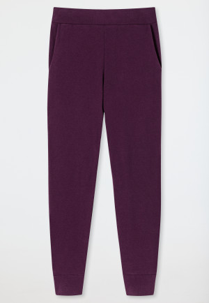 Hose lang Doppelripp gebrushed pflaume - Mix+Relax