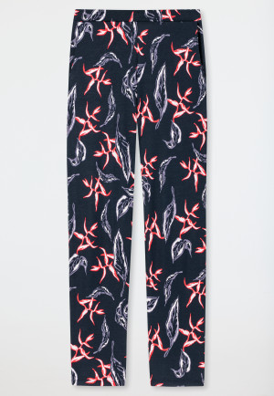 Hose lang Modal Taschen Blätterprint multicolor - Mix+Relax