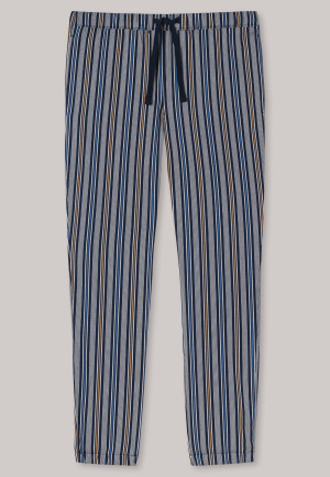 Pants long woven fabric cuffs stripes midnight blue - Mix + Relax