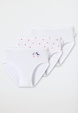 Hüftslips 3er-Pack Feinripp Organic Cotton Softbund Möwen Herzen weiß - Natural Love