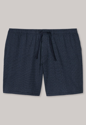 Long jersey boxers dark blue-light blue check - Mix & Relax Cotton