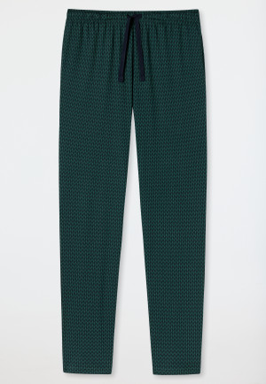 Pantalon d'intérieur long interlock fin coton bio imprimé vert foncé - Mix+Relax