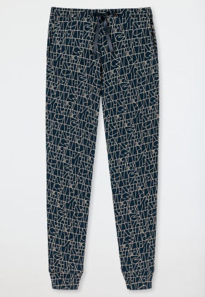 Lounge pants long modal cuffs midnight blue - Mix+Relax