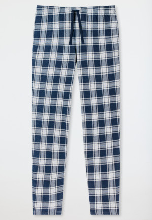 Lounge pants long organic cotton check midnight blue - Mix & Relax