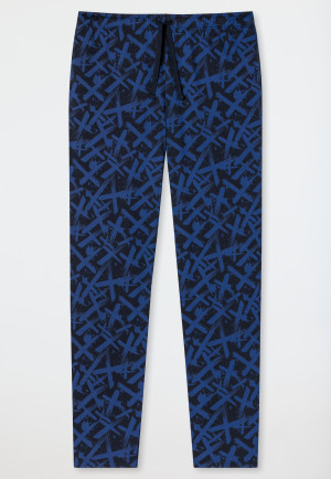 Long midnight blue patterned lounge pants in organic cotton – Mix & Relax