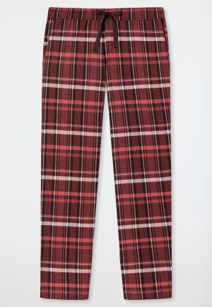 Pantalon d'intérieur long flanelle tissée à carreaux rouge-marron - Mix+Relax
