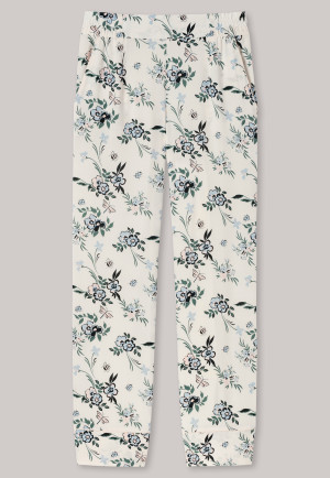 Pantaloni lounge lunghi in tessuto intrecciato stampa floreale vaniglia - Mix + Relax