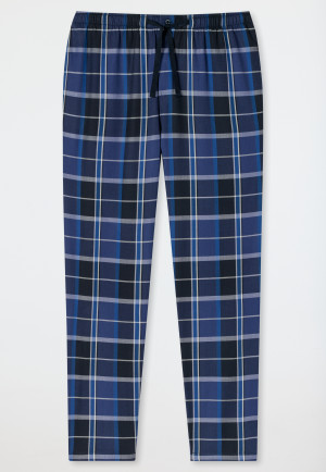 Loungehose lang Webware Organic Cotton Karos nachtblau - Mix+Relax