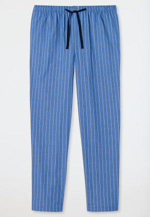 Pantaloni lounge lunghi in tessuto intrecciato di cotone biologico a righe, blu acqua - Mix+Relax