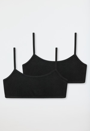 Brassières pour fille en lot de 2 Coton bio noir - 95/5