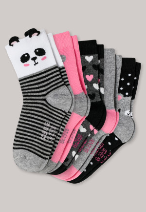 Mädchensocken 5er-Pack Herzen mehrfarbig - Panda