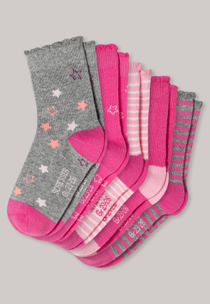 Mädchensocken 5er-Pack Herzen mehrfarbig - Stern