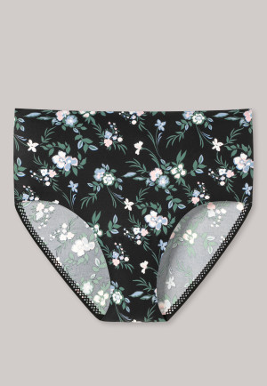 Maxi panty microfiber black with floral pattern - Invisible Soft