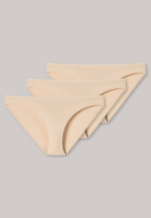 Mini panty 3-pack organic cotton sand - 95/5