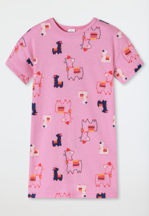 Sleep shirt short sleeve alpacas pink - Girls World