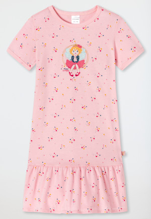 Camicia da notte a maniche corte in cotone biologico, balza, fiori, ballerina, rosa - Princess Lillifee