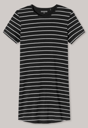 Sleep shirt short-sleeved striped black - Nightwear