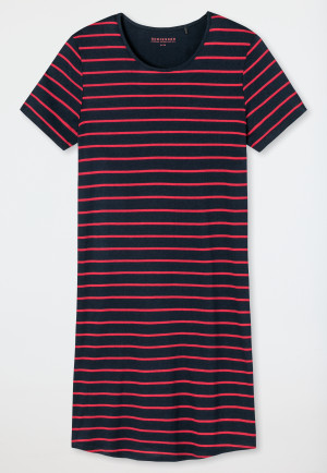 Sleep shirt short-sleeved stripes black-red – selected! premium