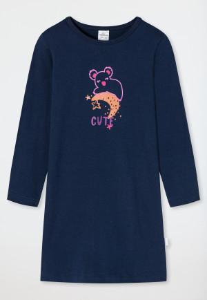 Camicia da notte a maniche lunghe in cotone biologico con motivo di koala e luna, effetto glitter, blu scuro - Girls World