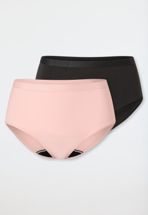 Mutandine mestruali confezione da 2 in jersey riciclato nero/rosé - Secret Care