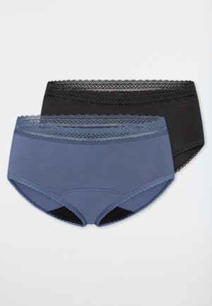 Period panties 2-pack lace black/lilac - Secret Care