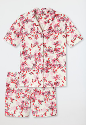 Pyjama kurz Reverskragen Blumenprint mehrfarbig - Valentine