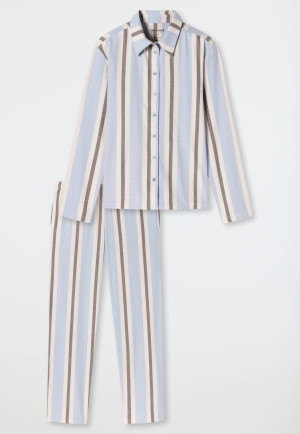 Pyjama long flanelle coton bio rayures lilas - selected! premium
