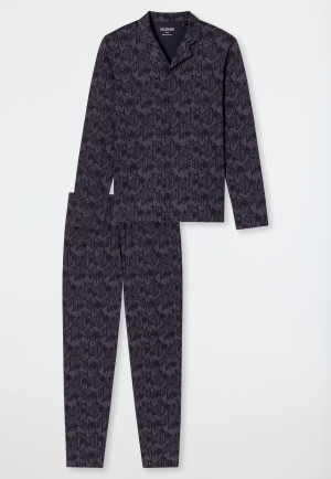 Pyjama lang Interlock kohle gemustert - Fine Interlock
