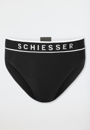 Slip rio double côtelé coton bio noir - Pure Rib