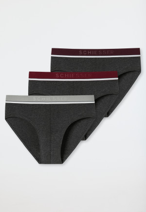 Rio bikini briefs 3-pack organic cotton woven elastic waistband heather gray - 95/5