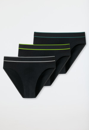 Rio-Slips 3er-Pack Organic Cotton Webgummibund schwarz - 95/5