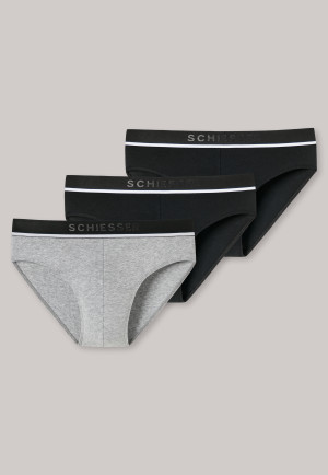 Slips Rio lot de 3 Organic Cotton taille élastique noir/gris - 95/5