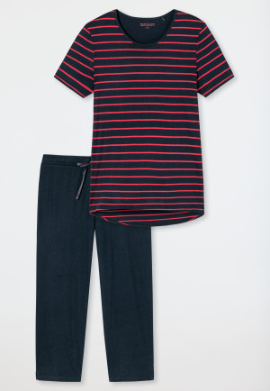 pajamas 3/4-length stripes black-red - selected! premium inspiration