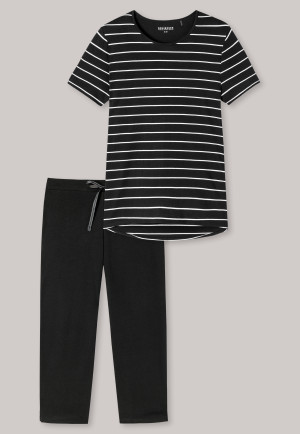 Pajamas 3/4 length stripes black – selected! premium